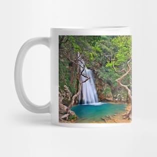 Waterfall in Neda canyon Mug